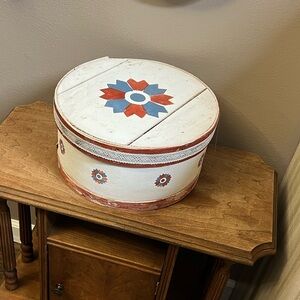 Vintage Rustic handmade Red and Cream Decorative Box